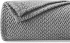 NEWCOSPLAY Super Soft Throw Blanket Grey Premium Silky Flannel Fleece Leaves Pattern Lightweight Bed Blanket All Season Use (Grey, Throw(50"x60"))