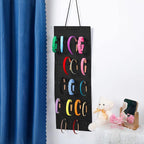 Tudomro Hanging Headband Holder for Girls Felt Hair Accessories Organizer with 60 Elastic Bands Bow Hanger for Girls Hair Bows Without Headbands(Plain Style,Black)