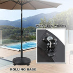 COBANA Patio Umbrella Base, Heavy-Duty Stand Resin Weights with Wheels for Outdoor Market Umbrella, 52lbs, Black