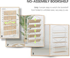 4NM No Assembly Extra Wide Folding Bookshelf for Living Room, 5 Tiers Collapsible Book Shelves Open Industrial Foldable Bookcase Storage Shelf for Home Office - Cloud Oak
