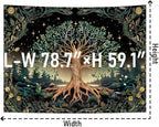 Leofanger Tree of Life Tapestry Psychedelic Mystic Floral Tapestry Vintage Plant Flower Wall Tapestries Aesthetic Tree Tapestries Wall Hanging for Home Decor(59.1"x78.7")