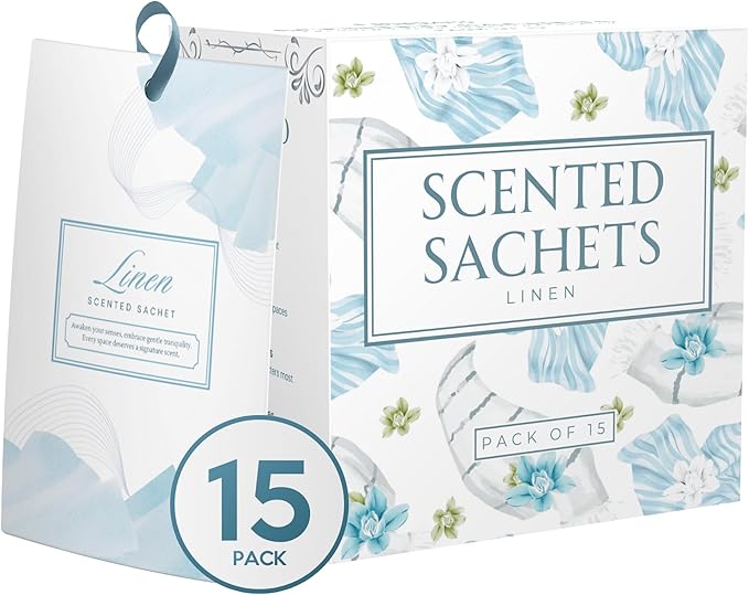 15 Pack Fresh Linen Sachets For Drawers and Closets, Scented Sachets for Drawers, Closet Freshener Sachet for Drawers to Refresh Any Space, Fresh Linen Sachet Bag Scented Drawer Fresheners for Dresser