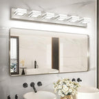 SOLFART Modern LED Vanity Lights Fixtures: 6 Lights Acrylic LED Brushed Nickel Vanity Lights for Bathroom 39inch 5CCT