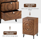 COSIEST Nightstand, Rustic End Table with 3 Drawers, Vintage Wood Bedside Table with Strudy Legs, Modern Side Table Accent Nightstand for Bedroom, Living Room