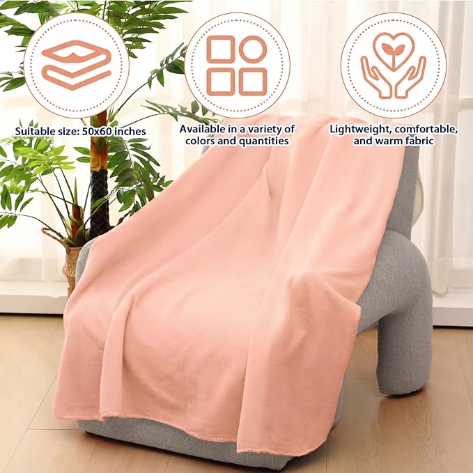 Newwiee 48 Pcs Fleece Throw Blankets Bulk 50'' x 60'' Oeko-tex Standard 100 Certified Spring Outdoor Wedding Guest Blankets Lightweight for Sleepover Donation Lap Pet Sofa Home (Pink Shades)