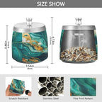 Green Gold Marble Textures Ashtray with Lid, Outdoor Ashtrays for Patio, Stainless Steel Ashtray Odorless Smokeless for Home Office Balcony