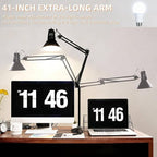 2 Pack LED Desk Lamp Dimmable with Clamp, Eye-Caring Clip on Lights for Home Office, 3 Adjustable Color Temperature, Extra Tall Metal Swing Arm, High Intensity Clamp w/A19 E26 Bulb for Working Reading