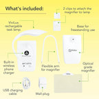 goLightly by ViviLux LED Craft Lamp with 3X Magnifier & Wireless Charger, Rechargeable Battery, Hands-Free Task Lighting for Crafts, Sewing & Reading