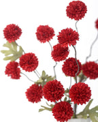 DuHouse 6pcs Artificial Flowers Faux Silk Pompon Mum,Silk Small Mini Chrysanthemum Ball with Stems for DIY Bouquets Centerpieces Vase Home Table Kitchen Decorations(Dark Red)
