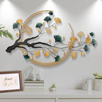 Babyieia 59" Oversized 3D Ginkgo Leaf Metal Wall Art Decor for Living Room, Gold Wall Art Decorations, Large Modern Wall Sculptures, Metal Wall Decor Home Decor for Living Room Dining Room Bedroom