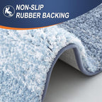 OLANLY Bathroom Rug Set 2 Piece, Soft Absorbent Microfiber Bath Rug Set, Non-Slip, Machine Wash Dry, Plush Shaggy Bath Mats for Bathroom (47"x20"+24"x16", Blue)