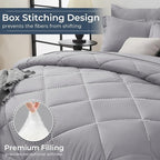HEVUMYI Light Grey California King Comforter Set - 7-Piece All Season Bed in a Bag Cal King, Ultra Soft Bedding Set with Comforter, Flat Sheet, Fitted Sheet, Pillowcases, Pillow Shams