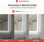 32x40'' LED Bathroom Mirror w/Light, Aluminum Frame, Dimmable Front & Backlit, Anti-Fog, Distortion Free, Light Memory, Tempered & Shatter-Proof Wall Mounted Vanity Silver Coating Mirror