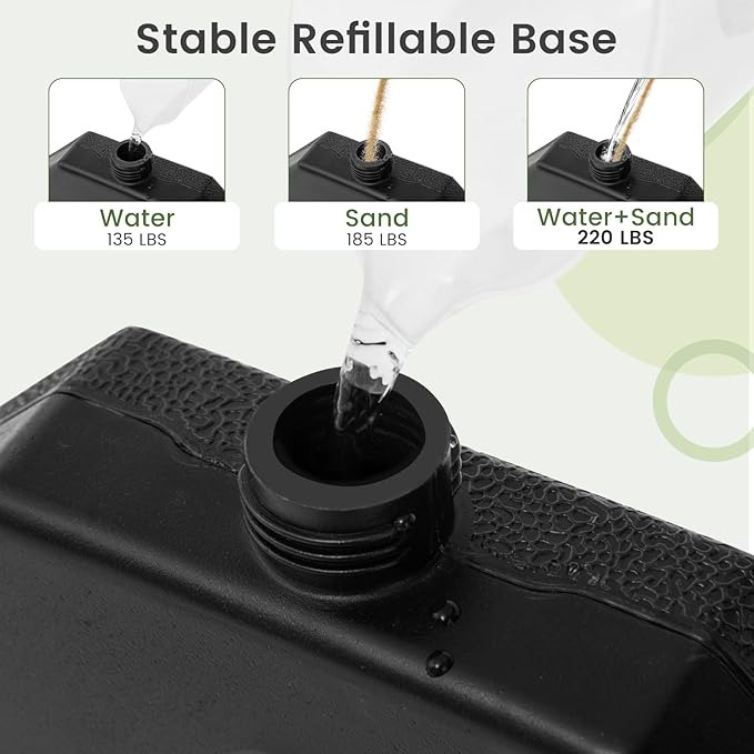 Tangkula 4 Piece 220 Lbs Umbrella Base, Offset Umbrella Weights with 4 Square HDPE Plate & 4 Connection Metal Hooks, Handle, Water & Sand Fillable Cantilever Umbrella Stand for Patio, Garden, Pool