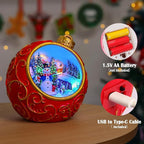 Christmas Village Scene Animated Rotating Snowman LED Lights Christmas Decorations Music with Volume Adjustment USB/Battery Collectible Buildings Figurines Globe Gifts