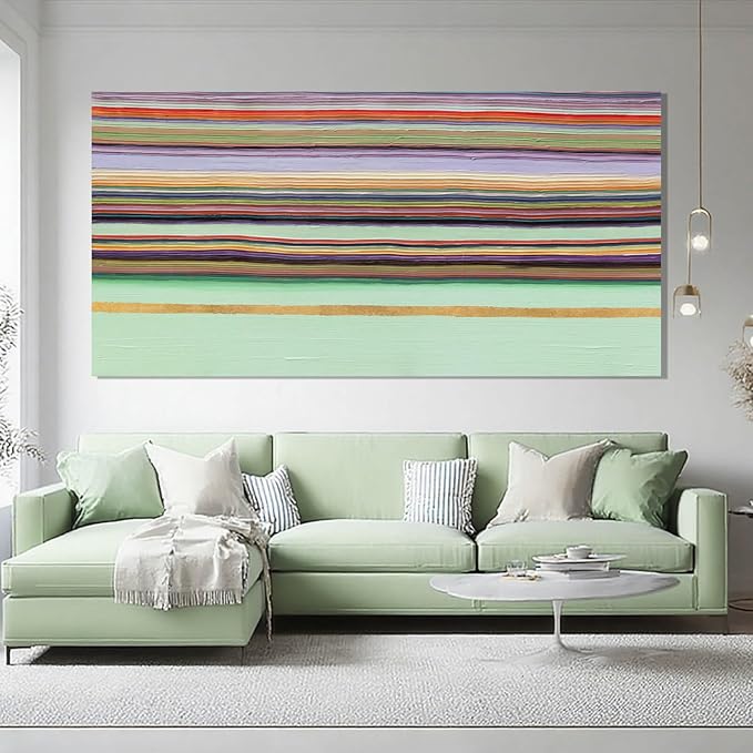 ZENPEE Green Canvas Wall Art - Modern Wall Decor Hanging Decor, Eclectic Wall Art, Dining Room Wall Decor, Room Posters for Living Room, Bedroom, Office Entryway, Hanging Art, 29" x 58"