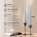 10-Inch Tall Dripless Taper Candles Set of 4 - Baby Blue Tapered Candles, Perfect for Halloween,Fall - Smokeless, Unscented, Long Burning - Hand Poured, Colored Tall Candlesticks - Baby Azul