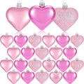 XmasExp Valentines Day Decor Heart Ornaments for Christmas Tree Decorations Set of 24 Pink Heart Shaped Bauble Perfect for Valentine's Day Wedding Anniversaries and Party Supplies（Pink）