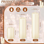 Ivroy Pillar Candles Bulk Set of 18，Hurricane Candles，3 Different Lengths 2 x 3/6/8 Inch (6 Each)，Dripless Unscented Smokeless，Gives You a Better Atmosphere When Organizing an Event Party.