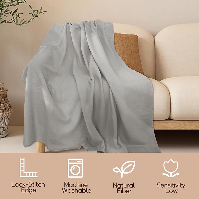 24 Pcs Fleece Blankets Bulk 60 x 50 in, Soft Lightweight Throw Blankets in Bulk Large Cozy Wool Blankets for Wedding Use, All Season, Gifts & Home, Homeless Men Women (Gray)