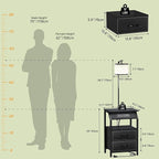End Table with Floor Lamp, Nightstand with Charging Station, Floor Lamp Table with 3-Color Temperature Bulb, Bedside Table Night Stand with 2 Drawers for Bedroom, Living Room, Black