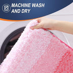 OLANLY Bathroom Rug Set 2 Piece, Soft Absorbent Microfiber Bath Mats and U-Shaped Contour Toilet Rug, Non-Slip, Machine Wash Dry, Plush Shaggy Bath Mats for Bathroom (30"x20"+24"x20", Pink)