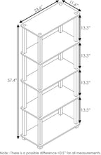 Furinno Turn-N-Tube 5-Tier Multipurpose Shelf / Display Rack / Storage Shelf / Bookshelf, Square Tubes, Pink/White