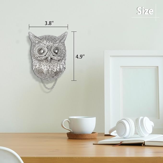 UITWMKTG Silver Animal Head Wall Decor Modern Home Decor Resin Animal Sculptures Wall Mount Vintage Head Wall Art for Living Room Hanging Decoration Owl