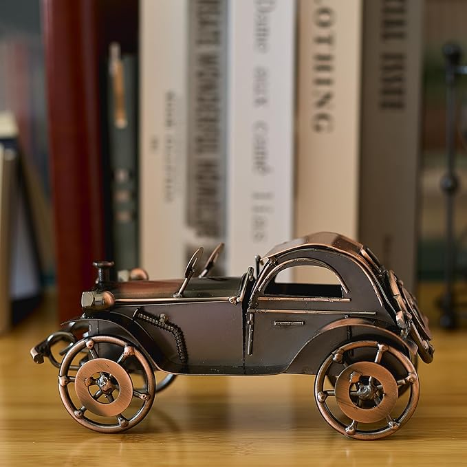 Classic Car Gifts for Men - Unique Cool Birthday Gift Ideas - Vintage Car Decor for Room, Home, Office, Man Cave, Garage - Antique Scrap Metal Model Car Ornaments (M-2)