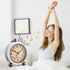 Analog Alarm Clock,Battery Powered Desk Clocks with Night Light,Silent Non Ticking,Retro Simply Design Alarm Clocks for Living Room, Bedroom, Bedside,Dormitory,Decor,Gift (White)