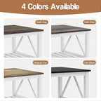 Farmhouse Coffee Table, Black and White Coffee Table for Living Room, 2-Tier Rectangular Wooden Centre Cocktail Table with Slats Shelf Storage and V-Shaped Frame Modern Coffee Tables Oak Black