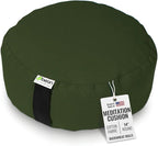 Bean Products Zafu Meditation Pillows for Sitting on Floor, Yoga Cushion, Cotton/Buckwheat Fill Yoga Pillow, Zafu Meditation Cushion, Zen Kneeling Prayer Pad- Made in USA - 14" Round - Earth