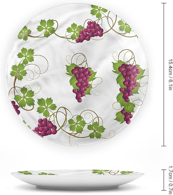 6 Inch Decorative Plate, Vine Tableware Plate, Agriculture Harvest Yield Print Ceramic Wall Hanging for Fine Dining, Upscale Events, Dinner Parties, Weddings, Catering, Christmas, Thankgiving Decor