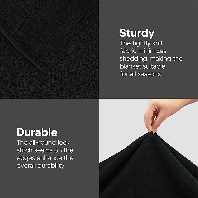 Utopia Bedding Fleece Blanket Twin Size Black 300GSM Luxury Anti-Static Fuzzy Soft Microfiber Bed Blanket (60x80 Inch)