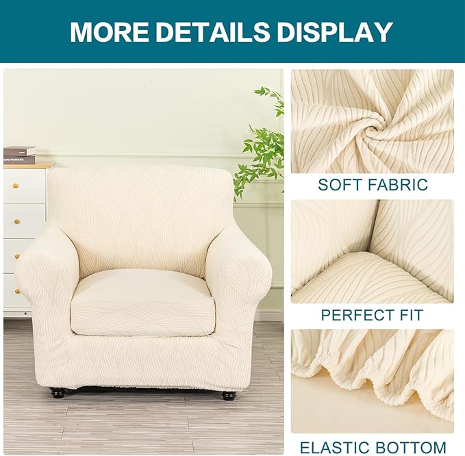 KRFOONN 2 Piece Chair Covers Printed Sofa Covers Couch Covers Washable Armchair Sofa Couch Slipcover Furniture Protector with Elastic Bottom for Living Room (Armchair, 66), Small