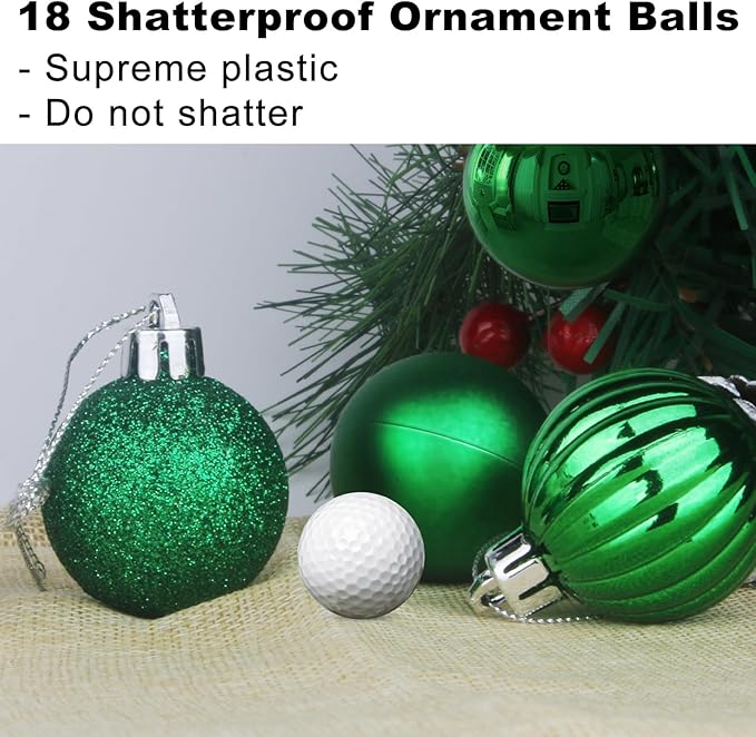 Emerald Green 3.2" Large Christmas Balls - Christmas Tree Decoration Ornaments Shatterproof Hanging Balls for Birthday Halloween Holiday Wedding Decorations Set of 18pcs