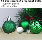 Emerald Green 3.2" Large Christmas Balls - Christmas Tree Decoration Ornaments Shatterproof Hanging Balls for Birthday Halloween Holiday Wedding Decorations Set of 18pcs