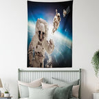 Ambesonne Outer Space Tapestry, Cosmonaut Crew in Universe Astronomy Atmosphere Astral Journey Inspired Image, Wall Hanging for Bedroom Living Room Dorm Decor, 40" X 60", Beige Blue