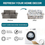 KRFOONN 3 Piece Printed Couch Cover for 2 Cushion Couch Stretch Sofa Loveseat Slipcover with 2 Separate Seat Cushion Covers Furniture Protector with Elastic Bottom for Living Room (Loveseat, 51)