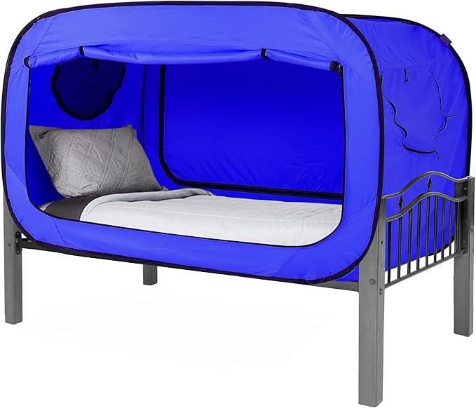 Bed Tent Full Bed Canopy Portable Dream Tent for Adult Indoor Sleeping Tents with 2 Doors Breathable Private Space Tents, Blue