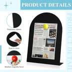 Shimeyao 2 Pcs Black Magnetic Bulletin Board for Tabletops with 8 Magnets 12 x 8.5 Inch Memo Display Easel Stand for Home Office School Kitchen Table Supplies (Arched)