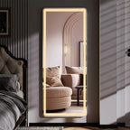 60"x16" LED Full Length Mirror – Standing Floor Mirror with Dimmable Lights 3 Color Modes – Adjustable Brightness, Wall-Mount or Lean for Barber, Fitness Center, Dressing Room, Vanity