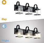 Black Bathroom Light Fixtures 3-Light Wall Sconces Lights,Industrial Vanity Light Farmhouse Lighting Fixtures Bathroom Above Mirror,Modern Wall Light fixtures