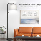 【Upgraded】 Dimmable Floor Lamp, 1000 Lumens LED Edison Bulb Included, Arc Floor Lamps for Living Room Modern Standing Lamp with Gray Shade, Tall Lamps for Living Room Bedroom Office Dining Room