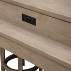 Liberty Furniture Brentwood Console Bar Table with AC, USB Charging Station for Living Room - Sandstone Oak Wood