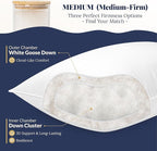 White Goose Down Pillow - Luxury Hotel Bed Pillow with Natural 900+ Fill Power, Goose Feather Pillow for Sleeping, 600 Thread Count Cotton Shell, Queen Size- Medium, 1 Pack