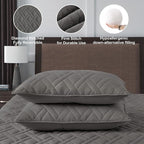 HORIMOTE HOME Quilt Set King Size Grey, Classic Geometric Diamond Stitched Pattern,Microfiber Ultra Soft Lightweight Bedspread Coverlet for All Season, 3 Piece Includes 1 Quilt and 2 Shams