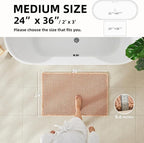 Waffle Bath Mat, Boho Bathroom Rugs Non Slip Washable Super Absorbent Quick Dry Bath Mat Farmhouse Bathroom Decor, 36"x24" Light Peach