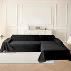 MYSKY HOME Black Couch Covers for Sectional Sofa, Couch Cover L Shape Couch Covers for Dogs Washable Couch Cover Banket Modern Sofa Slipcovers, Super Soft Sofa Towel for Kids, Pets, 91" x 150"