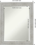 Amanti Art White Wall Mirror 28x22 Rustic White Wash Rectangle Bathroom Mirror for Wall Decor Living Room, Medium Country Rustic Wood Frame, Hangs Horizonally and Vertically, Bathroom Decor, Beveled